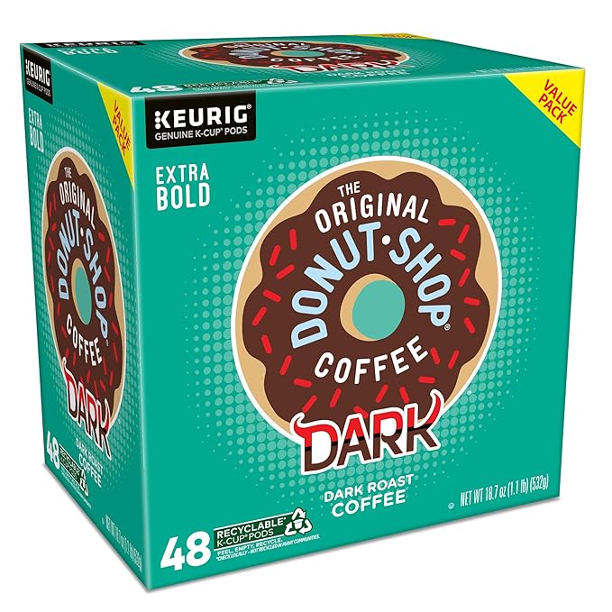 The Original Donut Shop Coffee Dark, Keurig Single Serve K-Cup Pods, Dark Roast Coffee, 48 Count