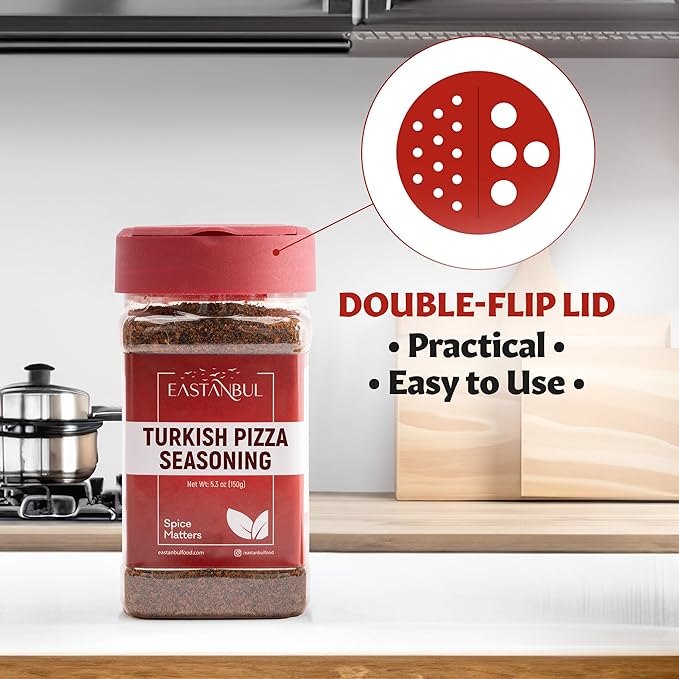 Eastanbul Pizza Seasoning, 5.3oz Turkish Pizza Seasoning, Lahmacun Spice Blend, Pide Spice Mix, Vegan-Friendly, Non-GMO Versatile