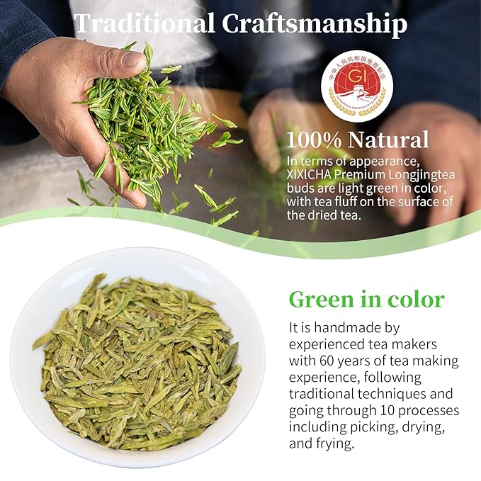 XIXICHA Longjing Tea New Tea Grade AAA Dragon Well Green Tea Loose Leaf Hangzhou Dragonwell Chinese Green Tea Fresh Bean Aroma 榕쇾?????š¤???롥뎺榕쇾????¹뤆 4.23oz/120g