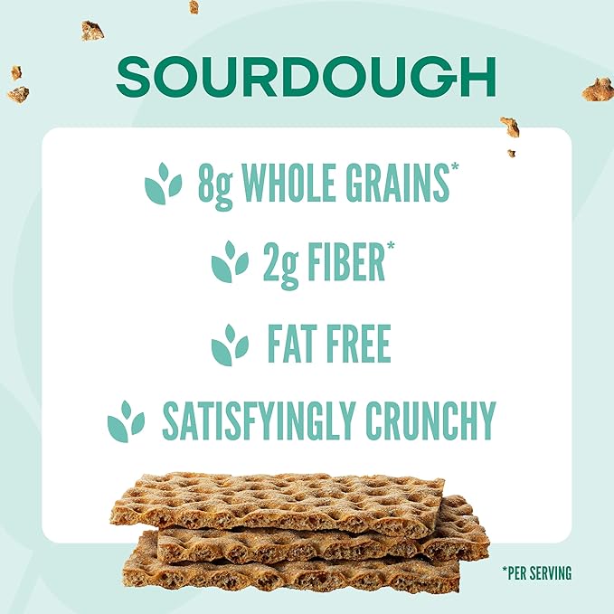 Wasa Sourdough Crispbread, 9.7 oz (Pack of 12), Crackers, Non-GMO Ingredients, Fat Free