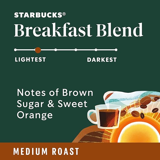 Starbucks Ground Coffee, Medium Roast Coffee, Breakfast Blend, 100% Arabica, 6 bags (12 oz. each)