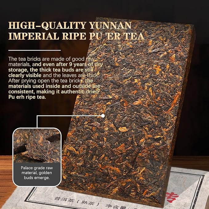 XIXICHA Pu-erh Tea Brick 2016Yr Aged Fermented Black Tea Ripe Pu er Yunnan Menghai Palace Puer Chinese Tea 500g(250g*2) ???????’뙳 ??„젚 ?…묈??먩돈若ュë»?????"<div>