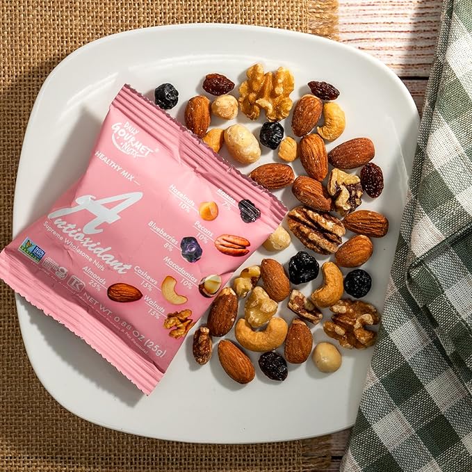 Daily Gourmet Nuts - Unsalted Mixed Nuts Snack Packs/Individually Wrapped Snacks/Nut Snacks/No Peanuts/Healthy Trail Mix Individual Packs/Deluxe Assorted Snacks / 48 Packs