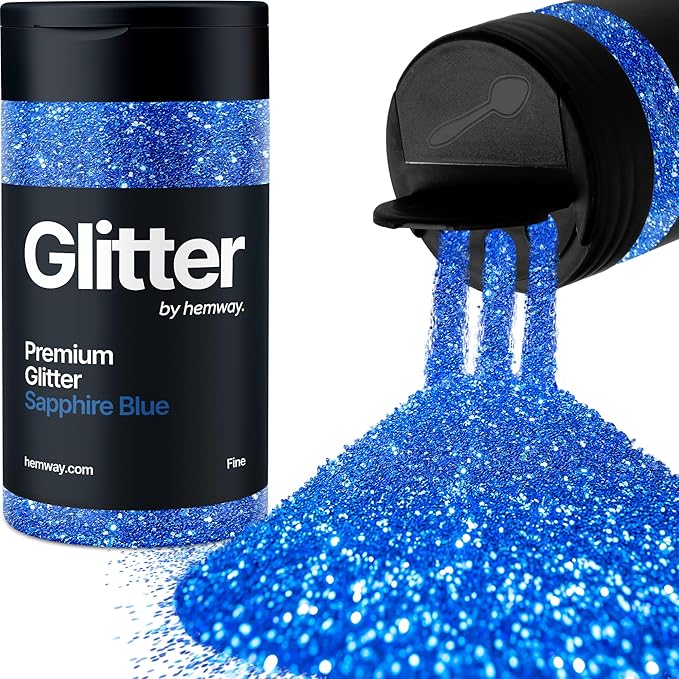 Hemway Premium Glitter Shaker - Sapphire Blue | 130g Fine Metallic Flake Sequins for Resin & Epoxy Crafts | Craft Supplies for Tumblers, Festival, Art