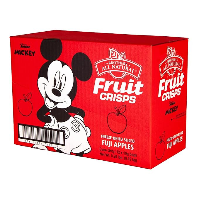 Brothers All Natural Disney Freeze Dried Fruit Crisps, Fuji Apple, 0.35 Oz (Pack of 12), Made with 100% Fruit, Gluten Free, Soy Free, Vegan, Heathy Snack, Lunch Box Ready