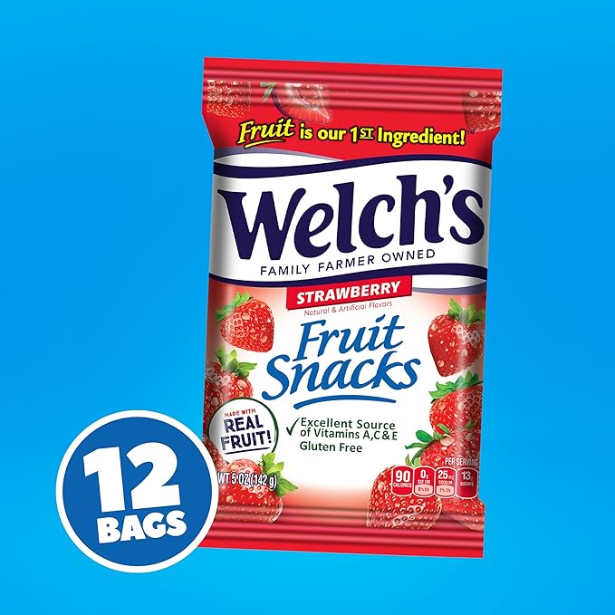 Welchs Strawberry Fruit Snacks, 5-Ounce (Pack of 12)