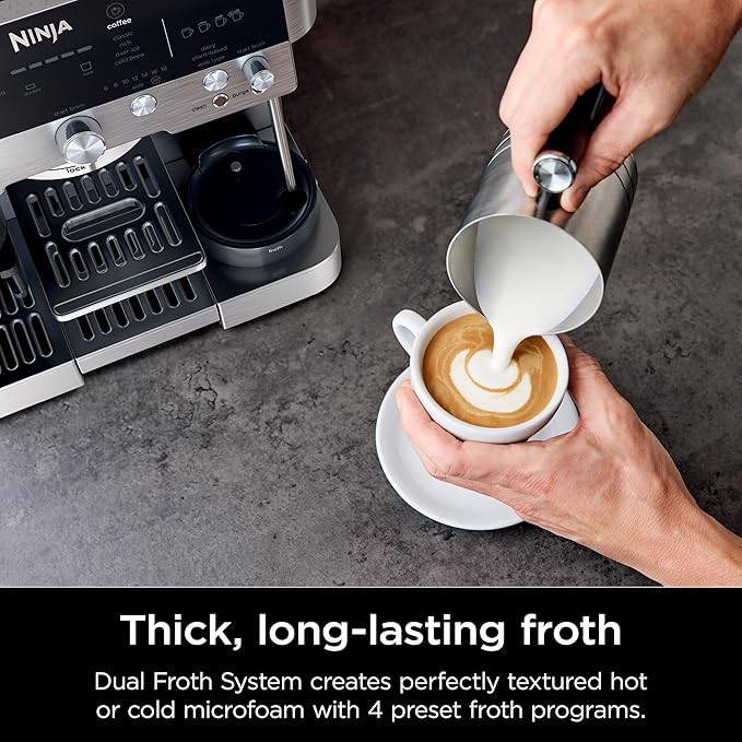 Ninja | Espresso Machine and Drip Coffee Maker| Luxe Caf챕 Premier Series | Integrated Coffee Grinder, Milk Frother, Assisted Tamper & Built-In Espresso Accessory Storage | Stainless Steel | ES601