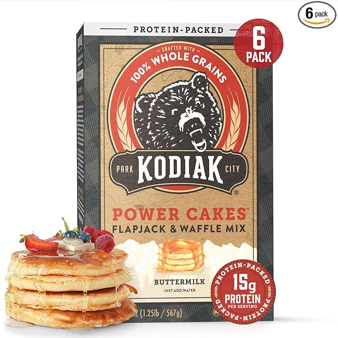 Kodiak Cakes Protein Pancake Power Cakes, Flapjack and Waffle Baking Mix, Buttermilk, 20 Oz, (Pack of 6)