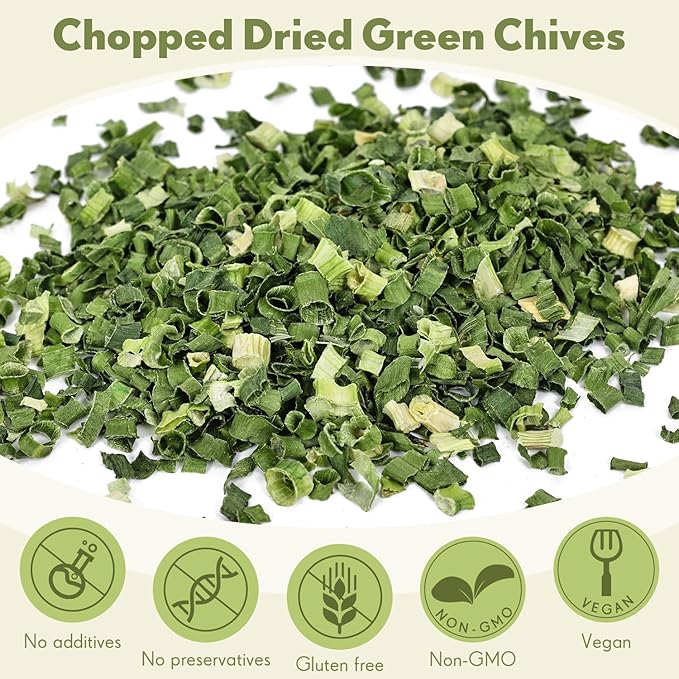 Besway Chives 3.5 oz(100g), Premium Dried Green Chives - Perfectly Chopped for Culinary Use, 100% Natural