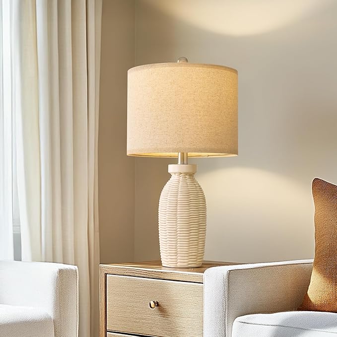 22.75" Table Lamps for Bedroom Living Room Boho Lamp Set of 2 Farmhouse Lamp Bedside Nightstand Small Rustic Vintage Retro Modern Table Lamp Light Home Office Desk Deco Gifts, Beige
