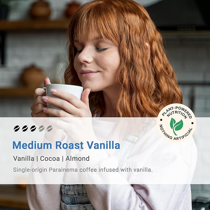 Love Grown Compostable Coffee Pods - Compatible with Single-Serve Brewing Machines - 100% Arabica Beans, Plastic-Free, Gluten-Free, Non-GMO - Vanilla, Box of 15
