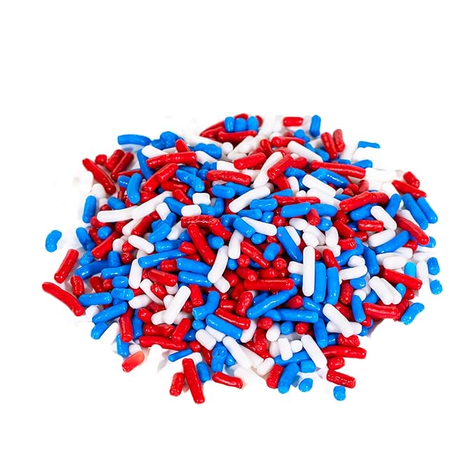 Bakerpan Patriotic Jimmies Sprinkles - 6 Ounces Edible Sprinkles for Cake Decorating, Cupcakes, Ice Cream, Cake Decorations (Made in USA)