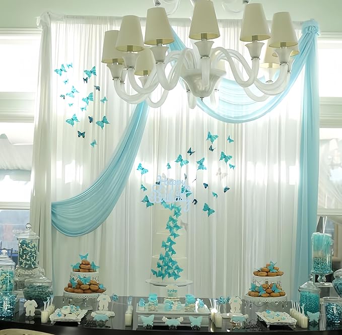 Happy Birthday Cake Topper - Light Blue Glitter Birthday Party Cake Decoration Supplies - Happy Birthday Cake Decor, for Anniversary/Birthday Party Supplies Photo Booth Props