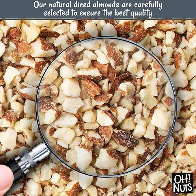 Oh! Nuts Almonds Natural Diced - Raw - 100% Natural - 2 lb - High-Protein Diced Almonds - Packed in New York Zip-Seal Bag for Exceptional Freshness
