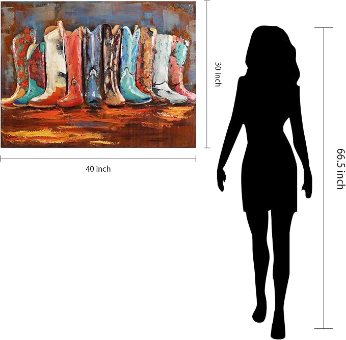 Empire Art Direct Cowboy?셲 Boots Mixed Media Iron Hand Painted Dimensional Wall Art, 30" x 40" x 2.4", Ready to Hang