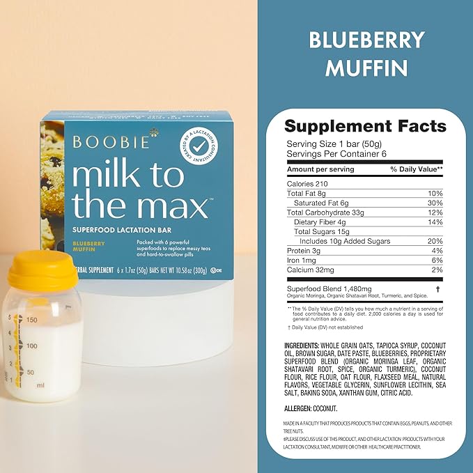 Boobie Bar Superfood Lactation Bar Variety Pack, Lactation Snacks for Breastfeeding Moms to Increase Milk Supply, Fenugreek-Free, Gluten-Free, Dairy-Free, Vegan (18 Bars, 3 Flavors)