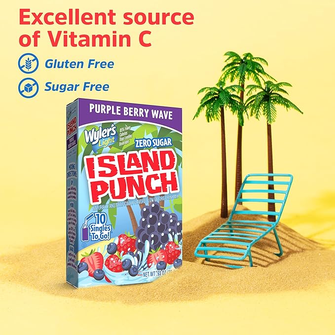 Wyler's Light Island Punch, Purple Berry Wave, 10 CT
