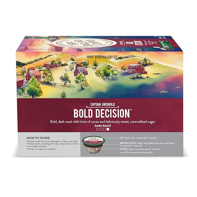 New England Coffee Bold Decision Dark Roast Single Serve Pods, 10ct Box (Pack of 6)