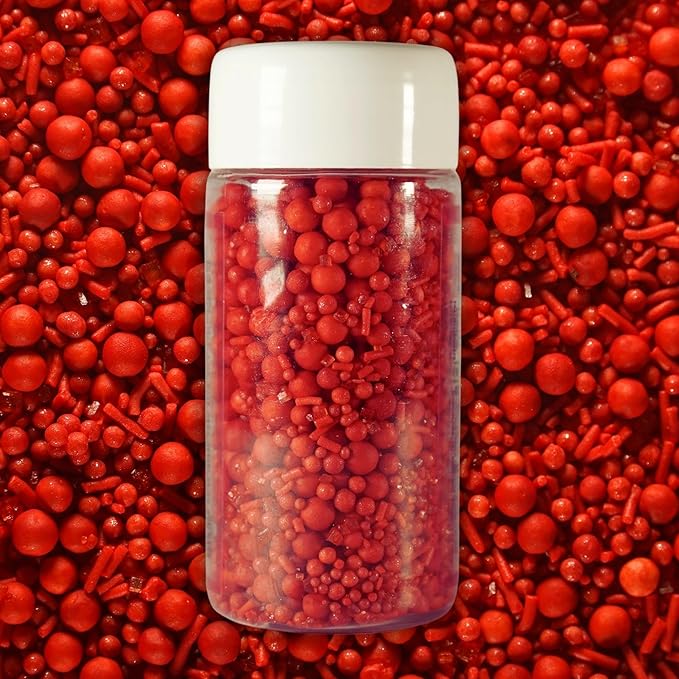 Confect Ruby Red Edible Sprinkles ?밃sssorted jimmis, Dragees, Sparkling Sugar, Pearls| Decorative Toppings for Cake, Cupcake & Cookie Decorating ??Vegan, Gluten-Free, Nut-Free, Soy-Free, Dairy-Free, Palm Oil-Free ??4.2 Oz