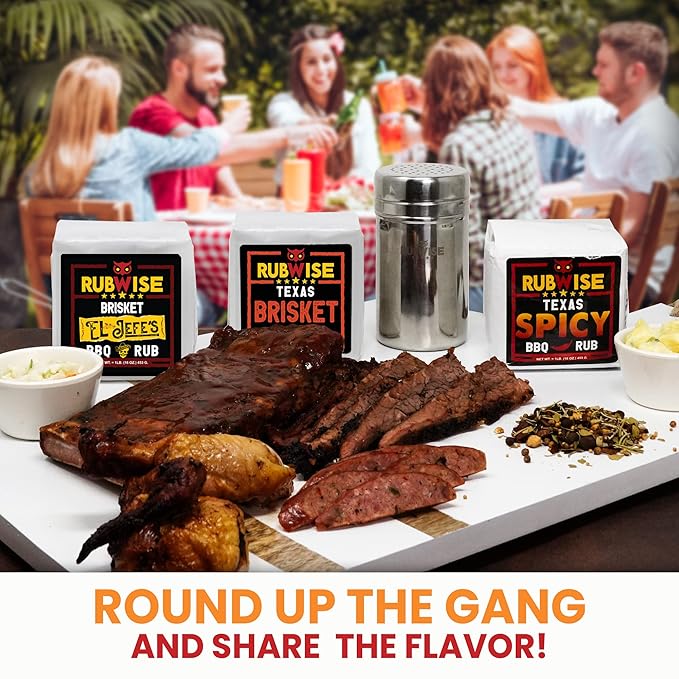 RubWise BBQ Brisket Rub Seasoning Gift Set (3 x 1 lb bags) - Barbecue Spices and Seasonings Variety Pack | Dry Spice for Any Meat & Smoker | Grilling Gifts for Men, Dad, Him, Her | Shaker Included