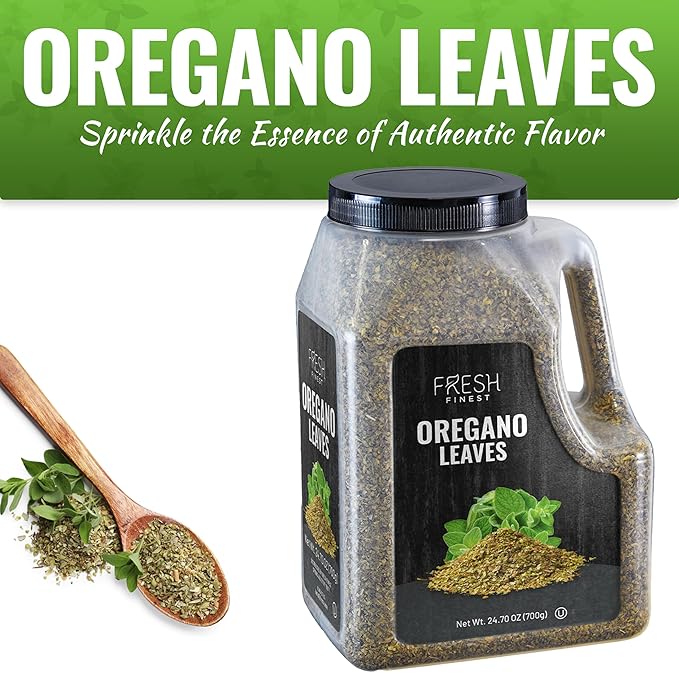 Fresh Finest Oregano Spice 24.70 oz ??Premium Dried Oregano Leaves Bulk, All-Natural, Non-GMO, Gluten-Free, Kosher ??Perfect for Cooking, Seasoning & Garnishing