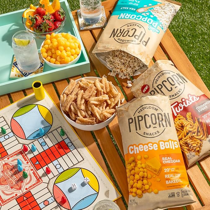Heirloom Puffed Snacks Variety Pack by Pipcorn - 1oz 24pk - with Cheddar Cheese Balls, Honey BBQ Twists and Cinnamon Sugar Twists, Healthy Snacks, Gluten Free Snacks, Snack Variety Packs, Heirloom Corn