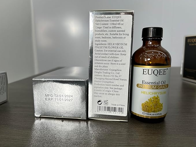 Helichrysum Essential Oil 4 oz/118 ml Large Bottle Premium Helichrysum Oil with Glass Dropper - Great for Diffusers, Humidifier, Candle & Soap Making