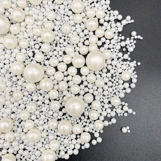 Weraru Edible White Pearl Sugar Sprinkles Candy Mixing Size Baking Edible Cake Decorations Cupcake Toppers Cookie Decorating Celebrations Wedding Shower Party Chirstmas Supplies 130g/ 4.58oz