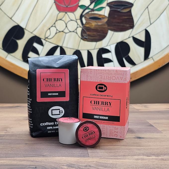 Cherry Vanilla Flavored Coffee Pods by Coffee Beanery | Medium Roast, 12ct