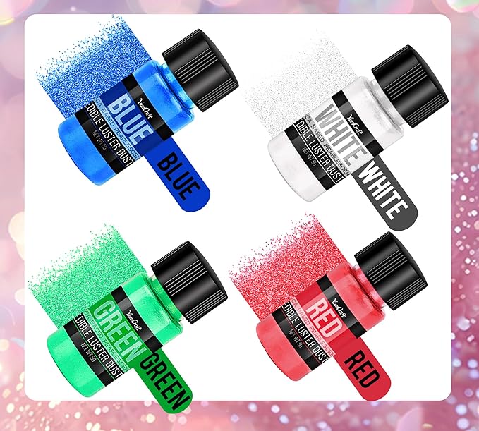 Edible Glitter Set, 4 Colors Luster Dust Edible Powder for Cake Decorating, Food Grade Vegan Edible Glitter for Drinks, Cocktails, Shimmering Glitters Food Coloring Powder for Chocolate(5g/Bottle)