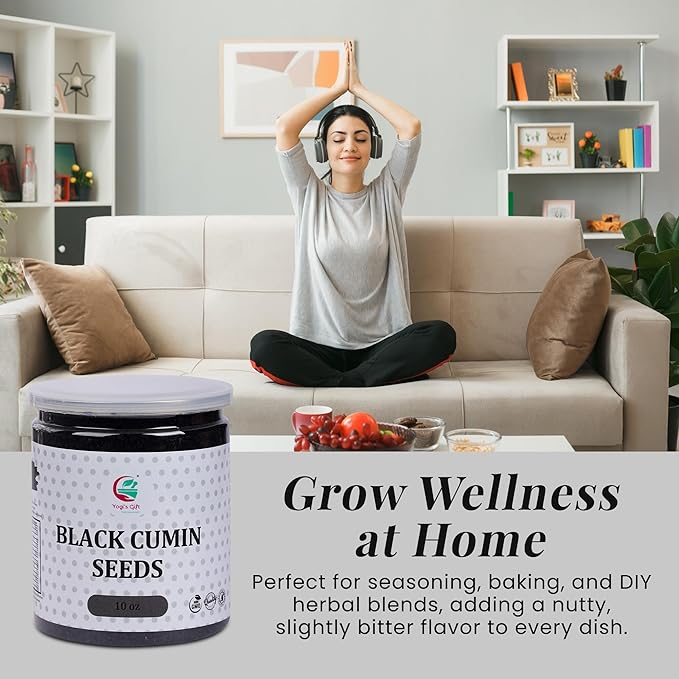 Black Cumin Seeds 10oz, Nigella Sativa, 100% Pure & Natural, Premium Quality Kalonji Seeds, Perfect for Seasoning, Cooking, Sprouting & Herbal Uses - By Yogi?์
ฒ Gift์งฐ