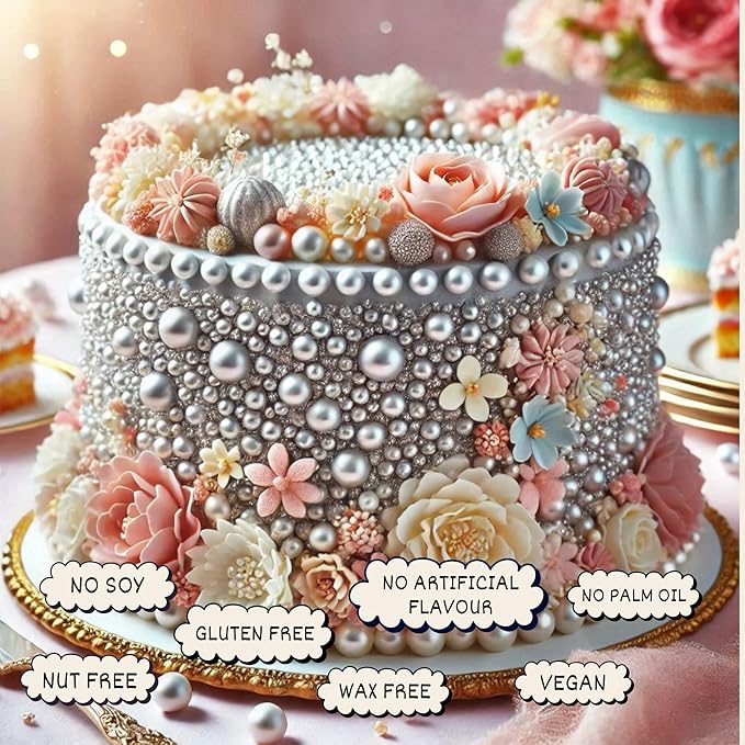 Confect Silver Metallic Sprinkles Mix ??Metallic Sugar Pearls & Decorative Disco Balls for Cake, Cupcake & Cookie Decorating -Vegan, Gluten-Free, Nut-Free, Soy-Free, Dairy-Free, Palm Oil-Free ??4.2 oz