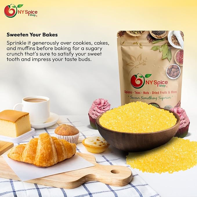 NY Spice Shop Yellow Sanding Sugar - 1 Pound Sweet Colorful Edible Sprinkles For Candy Dish - Sugar Sprinkles For Cake Decorating Cookies Basket & Dishes