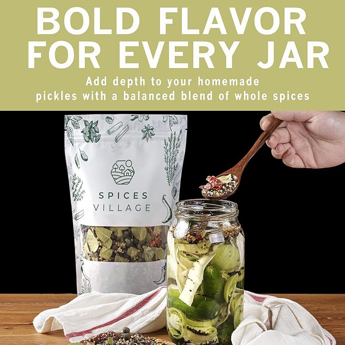 SPICES VILLAGE Pickling Spices for Corned Beef, Pickling Spices Mix for Pickles and Canning, 6.5oz, Pickling Seasoning Blend Kit - Kosher, Gluten Free, Non GMO, Resealable Bulk Bag