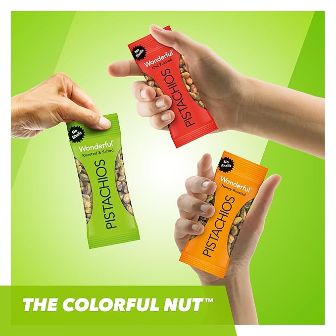 Wonderful Pistachios No Shells, 3 Flavors Mixed Variety Pack of 9 (0.75 Ounce), Roasted & Salted Nuts (4), Chili (3), Honey (2), Protein Snacks, Gluten Free, Pantry Staples, Healthy Snacks Variety Pack for Adults, Stocking Stuffers