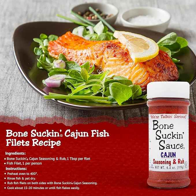 Bone Suckin' Cajun Seasoning & Rub, 4.2 Oz - Gluten-Free, Non-GMO, Kosher, Pareve, Paleo & Sugar Free. Great on Gumbo, Wings, Fried Chicken, Seafood & Brine. No Anti Caking Agent & No Msg!