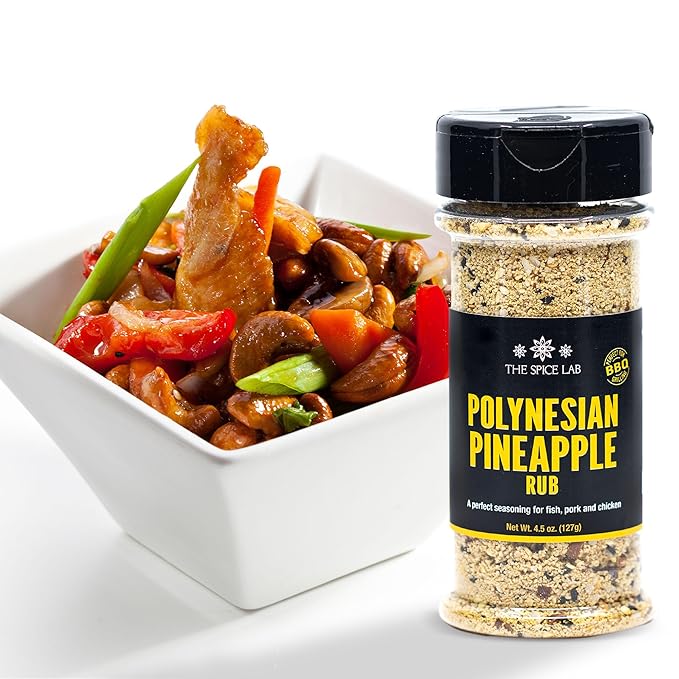 The Spice Lab Polynesian Pineapple Rub - Sweet & Savory Teriyaki seasoning - Pineapple Seasoning With Honey & enhanced with soy sauce a Gourmet Flavor Explosion - Hawaiian seasoning, Kosher, Non-GMO