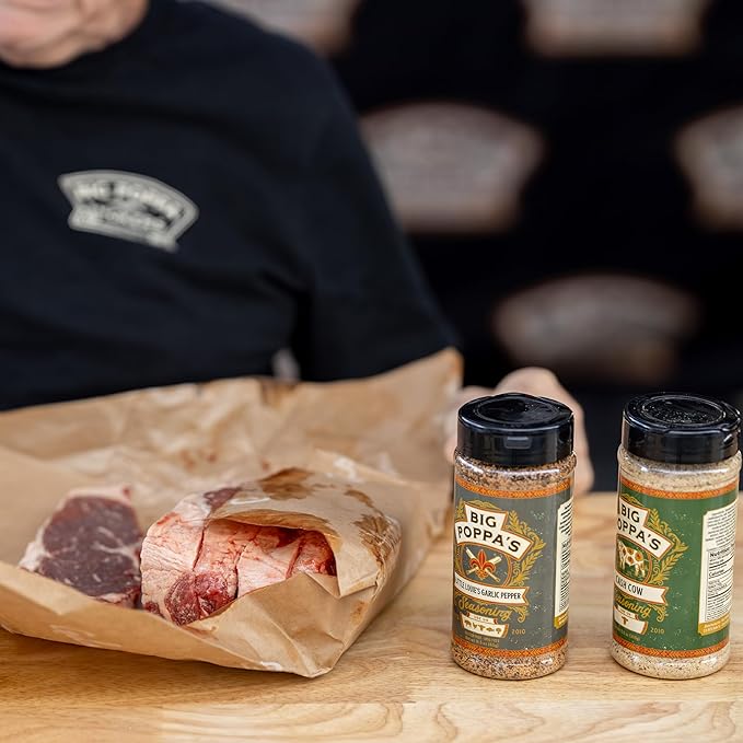 Big Poppa's Little Louie’s Garlic Salt with Black Pepper - Gluten-Free All Purpose Seasoning – Ideal as Beef, Chicken, and even Vegetable Seasoning for Cooking (14.5 Oz)