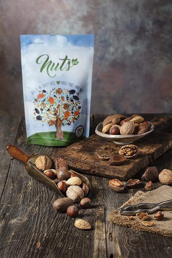 NUTS U.S. ??Mixed Nuts In Shell (Almonds, Walnuts, Hazelnuts, Pecans) | No Added Colors and No Artificial Flavors | Fresh Buttery Taste and Raw |Packed In Resealable Bags (2 LBS)