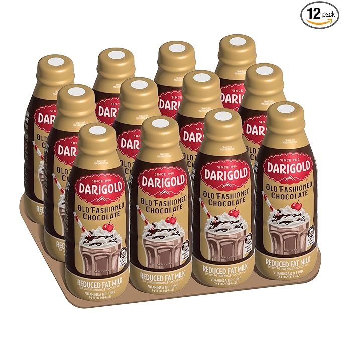 Darigold Old Fashioned Chocolate Milk 2 Percent, Reduced Fat Shelf Stable Milk with Real Cocoa & 6 Essential Nutrients, 19g Protein, rsBT Free - 14oz, 12 Pack (Chocolate)