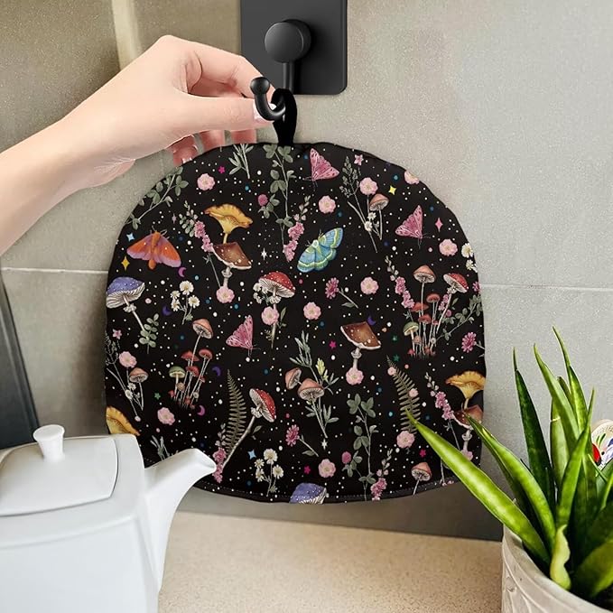 Mushroom Teapot Cozy Butterfly Tea Cozy for Teapot Insulated Tea Cozies Tea Pot Cover Dust Home Kitchen Decorative Teapot Protector for Women