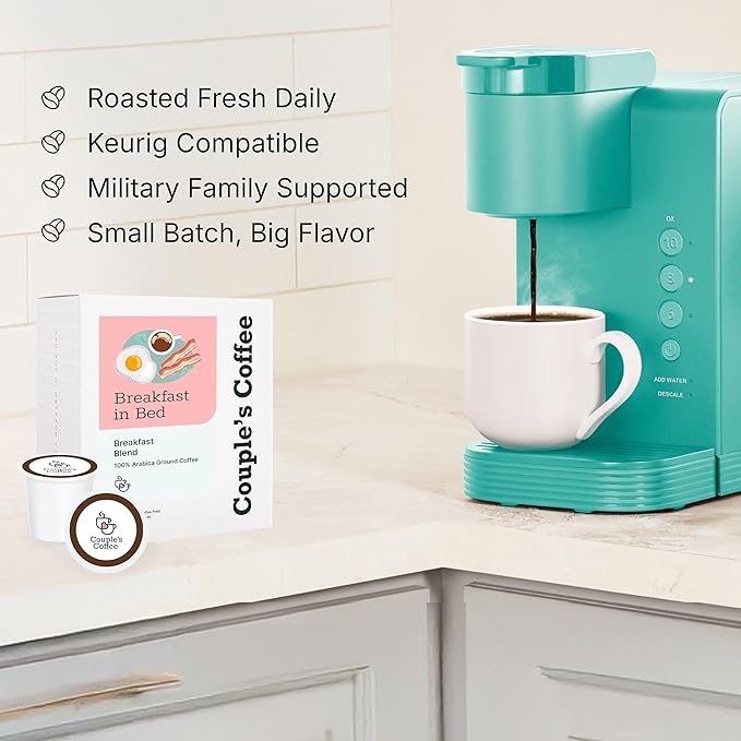 Couple's Coffee Breakfast Blend K-Cups | Gives Back to Military Families | Breakfast in Bed | Gourmet Ground Coffee Breakfast Blend | Compatible with K-Cups & Single Serve Brewers | 24 Count