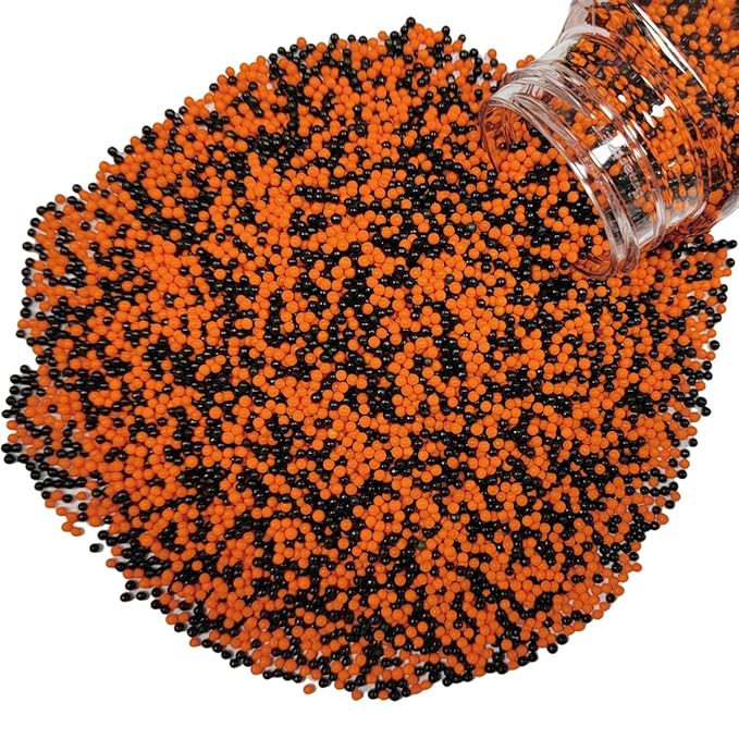 Homankit Halloween Sprinkles Orange and Black Nonpareils Sprinkles Edible Cookie Decorations Mini Pearls for Decorating Cake, Baking, Cupcake Toppers, Ice Cream, Donuts 3.88 Ounce