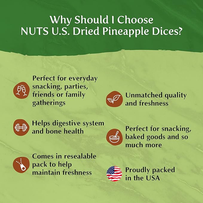 NUTS U.S. – Dried Pineapple Dices | No Added Colors and No Artificial Flavors | NON- GMO | Packed In Resealable Bags!!! (4 LBS)