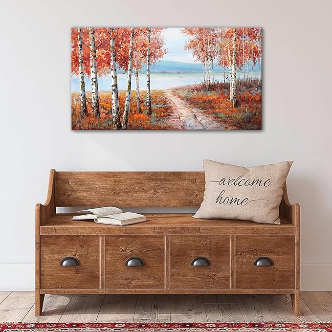 YDYSUNE Landscape Nature Wall Art - Forest Artwork for Walls - Scenery Canvas Wall Art - Orange Painting for Living Room - Farmhouse Decor - Wall Pictures for Bedroom 20횞40IN