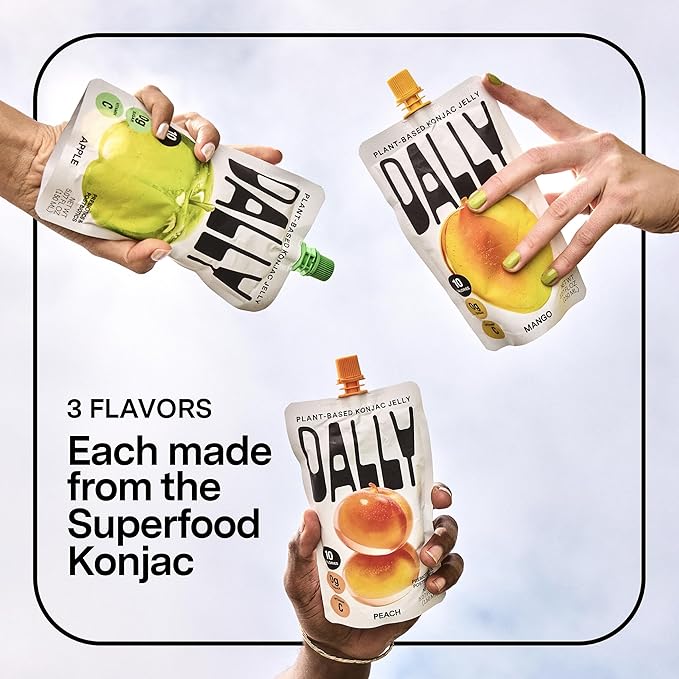 Dally Peach Drinkable Konjac Jelly (10 Pouches) ??10-Calorie, Zero Sugar Korean Fruit Snack ??Prebiotics & Postbiotics for Skin, Immune & Weight Management
