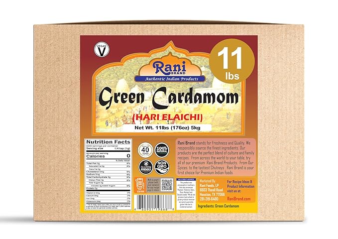 Rani Green Cardamom Pods Spice (Hari Elachi) 176oz (11lbs) 5kg Bulk Box ~ All Natural | Vegan | Gluten Friendly | NON-GMO | Product of India
