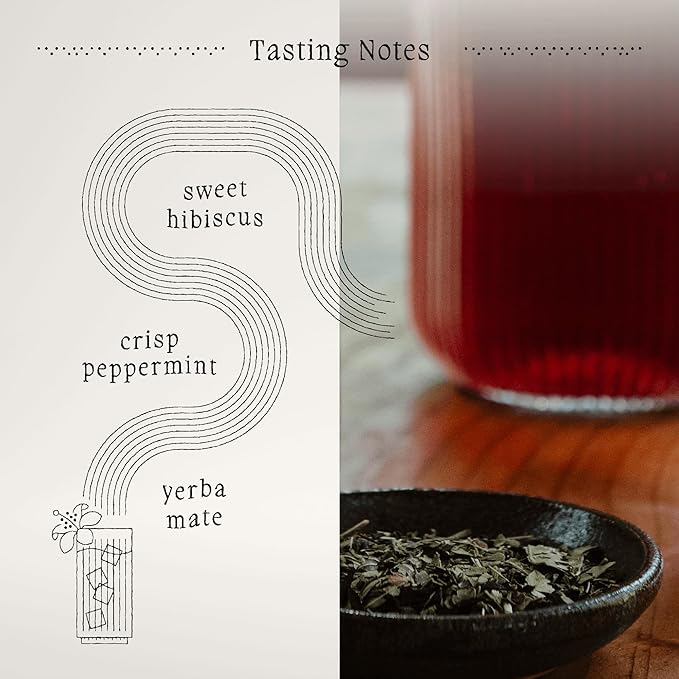 Kat첬 Rosella Premium Organic Loose-Leaf Yerba Mate Tea with Hibiscus, Peppermint, and Stevia Leaves, Vibrant Floral Twist, Natural Energy, 17.6 oz (500g)