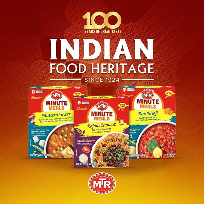 MTR Ready-To-Eat: Rajma Chawal - Red Kidney Beans Rice - Microwavable Rice Packs for Instant Meals - Delicious & Nutritious Rice Ready in Minutes - Suitable for Vegetarians with Natural Ingredients - (Pack of 6)