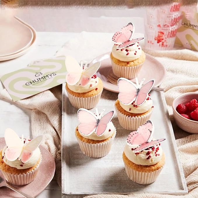 Rsstarxi 60 Pack Wafer Paper Butterflies Cupcake Toppers, Edible Butterfly Cake Decorations Butterfly Birthday Food Decorations for Baby Shower Wedding Birthday Anniversary Party Decorations